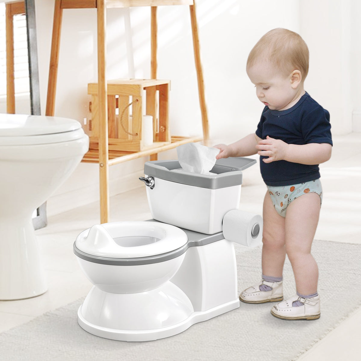 Toilet Training Potty (Brush Included) Realistic Toilet Real Feel Potty  Potty